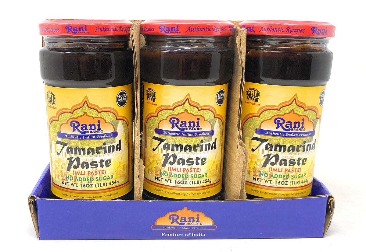 Rani Tamarind Paste Puree (Imli) 16oz (1lb) 454g Glass Jar, No added sugar, Pack of 5+1 FREE ~ All Natural | Vegan | Gluten Free