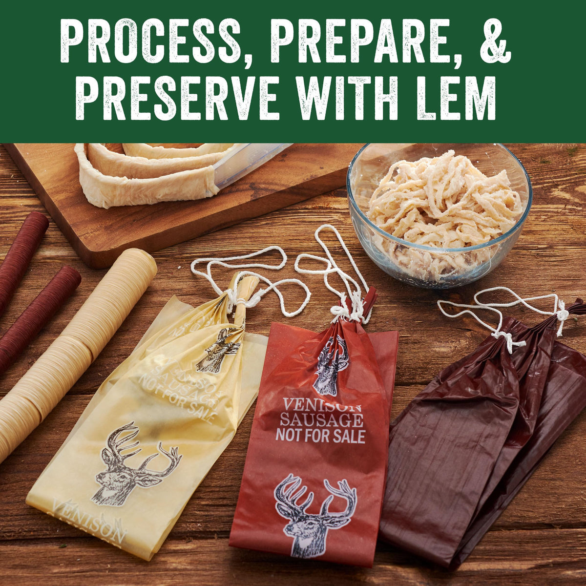 LEM Products Mahogany Smoked Collagen Casings, 17mm, Edible Sausage Casings, 2 Count, Model 817B