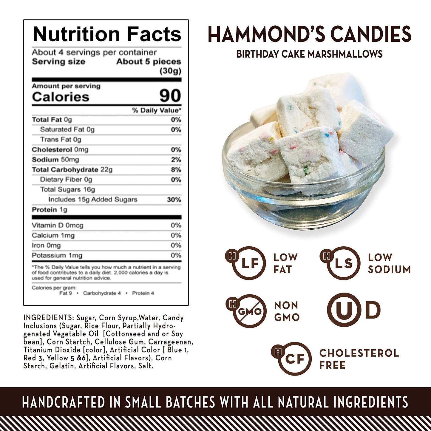 H nds Candies Gourmet Marshmallows - Birthday Cake, Gluten-Free, Kosher, Pack of 2