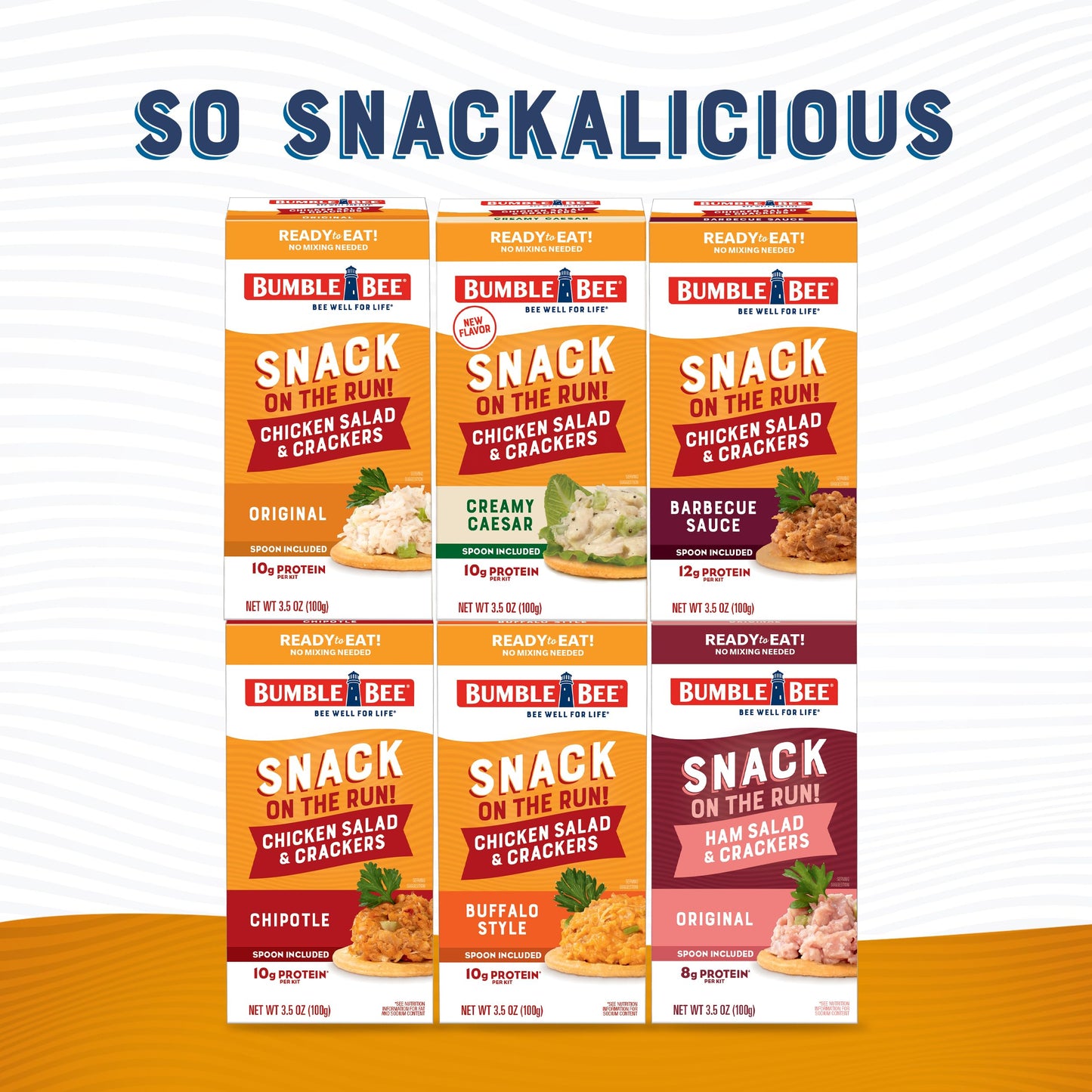Bumble Bee Snack On The Run Creamy Caesar Chicken Salad with Crackers Kit (Pack of 12) - Ready to Eat Protein Snack Pack - 10g P