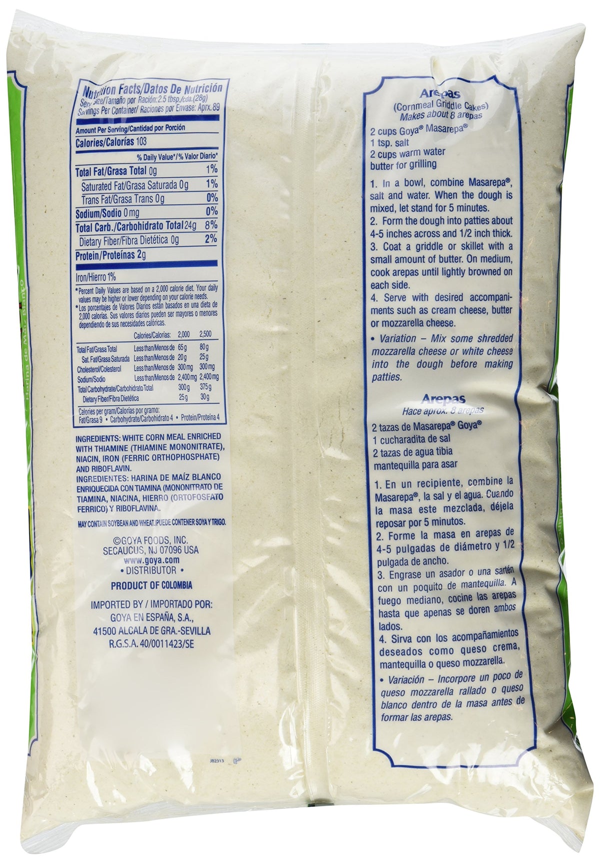 Goya Foods Masarepa Pre-Cooked White Corn Meal, 5 Pound