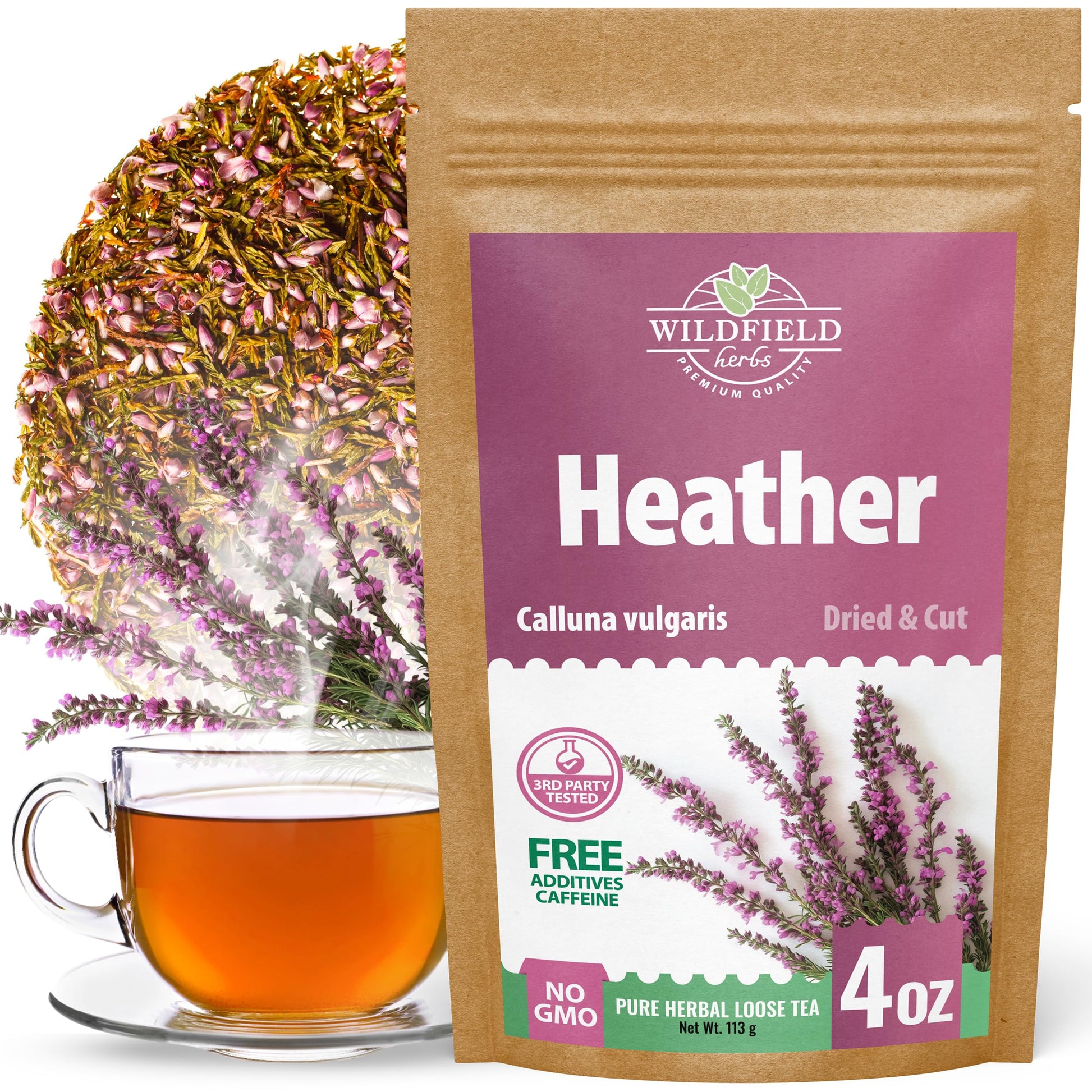 4 Oz. Dried Heather Flowers And Leaves Herbal Tea (Calluna Vulgaris) - 113G Brecina Flores Y Hojas