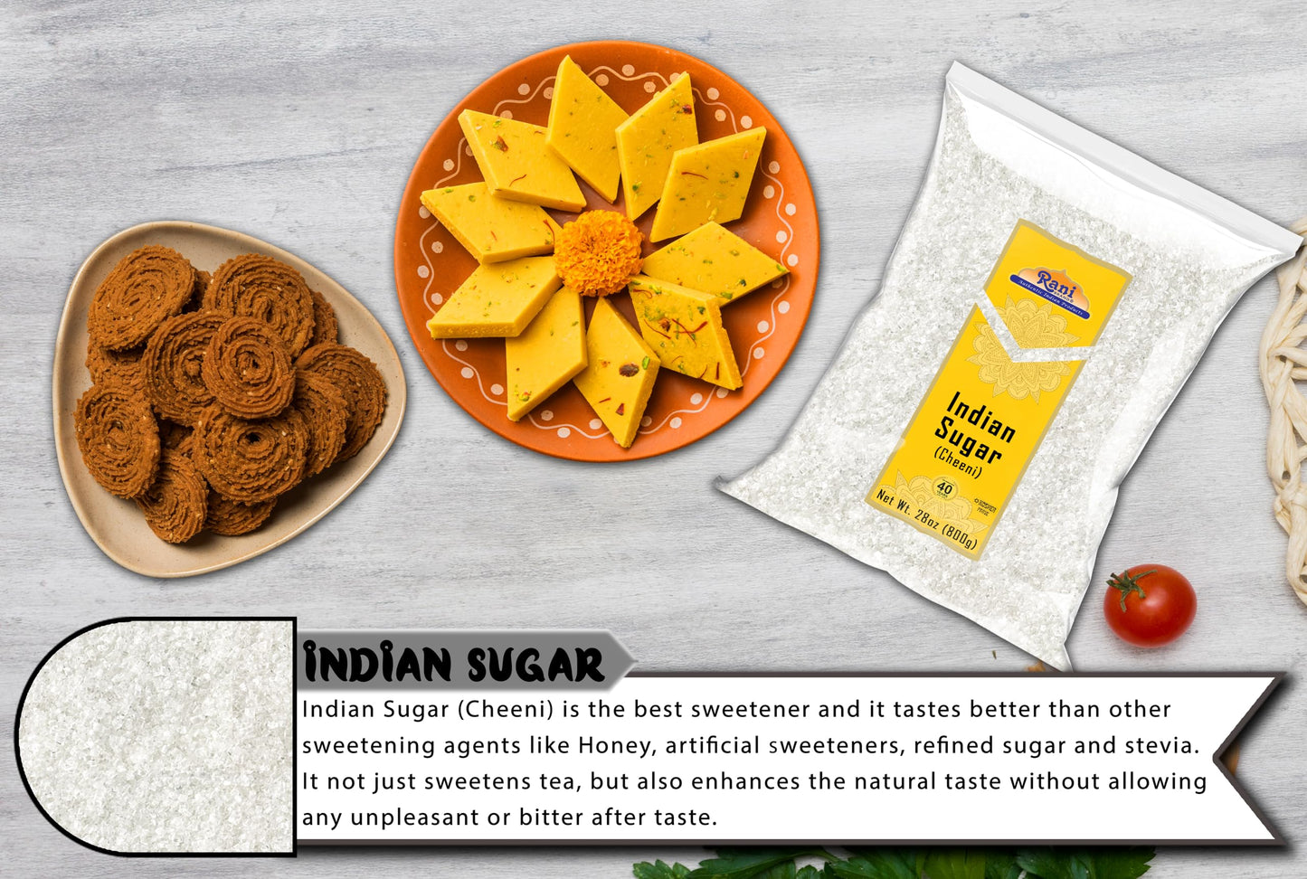 Rani Indian Sugar (Cheeni) 28oz - All Natural, Gluten Friendly, Vegan, Kosher, Indian Origin