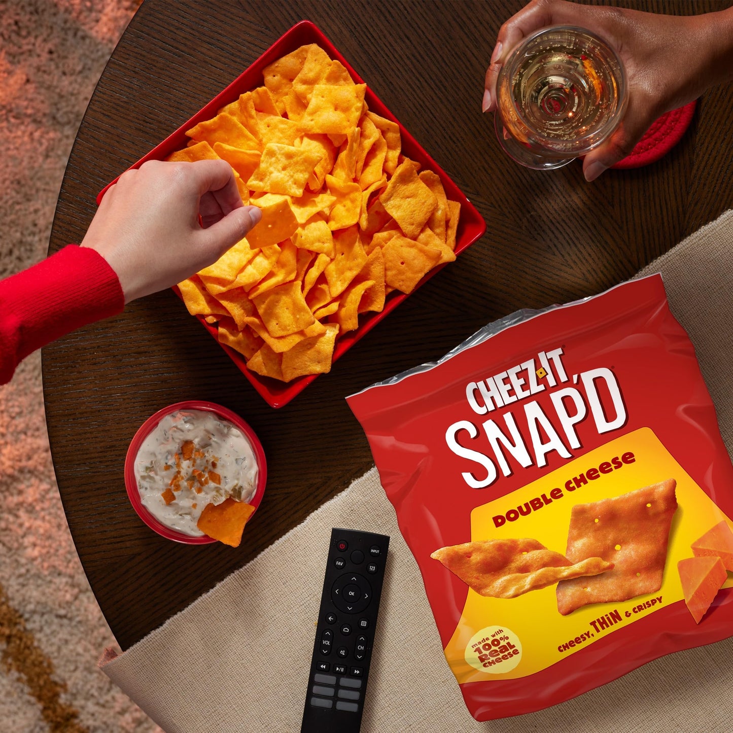 Cheez-It Snapd Cheese Cracker Chips, Thin Crisps, Lunch Snacks, Double Cheese, 7.5oz Bag (1 Bag)
