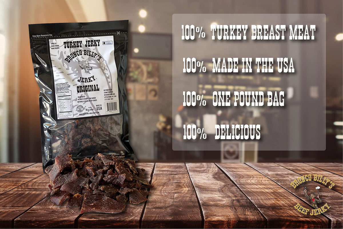 Bronco Billy'S Turkey Jerky Original Flavor One Pound Resealable Bag