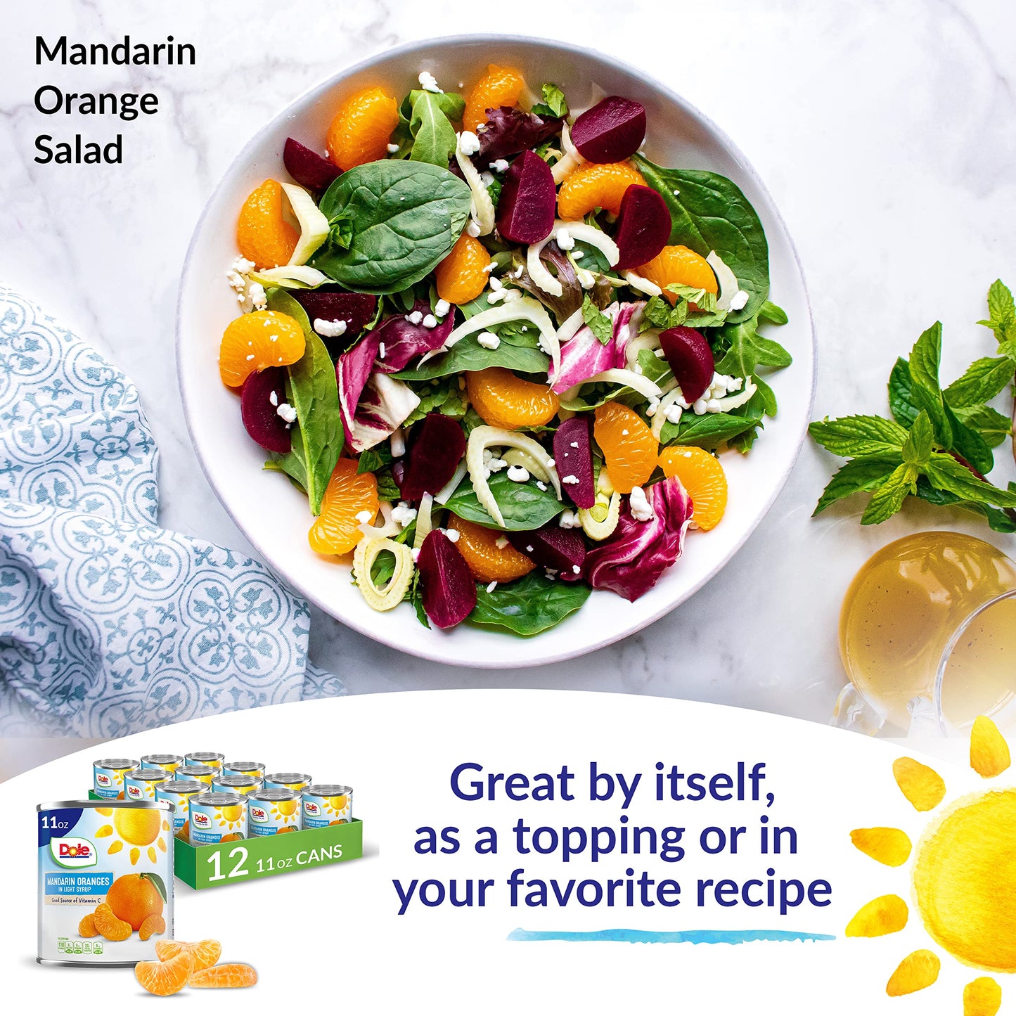 Dole Mandarin Oranges in Light Syrup - Dole Canned Fruit - Rich Source of Vitamin C - 11 oz Cans - 12 Pack