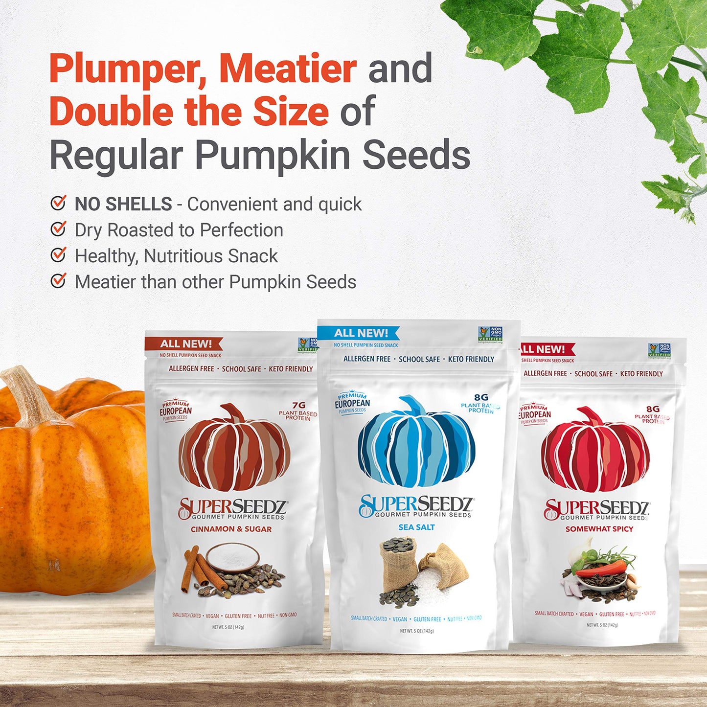 Superseedz Dry Roasted Pumpkin Seeds - Cinnamon & Sugar Pepitas, Vegan, Whole 30, Paleo, Healthy Snacks, 8G Plant Based Protein, Produced In Usa, Dairy Free, Nut Free, Gluten Free Snack (5Oz)