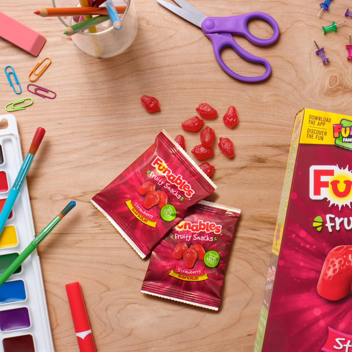 Funables Fruit Snacks, Strawberry Fruit Flavored Snacks, 0.8 Ounce Pouches (22 Count) (Pack of 2)
