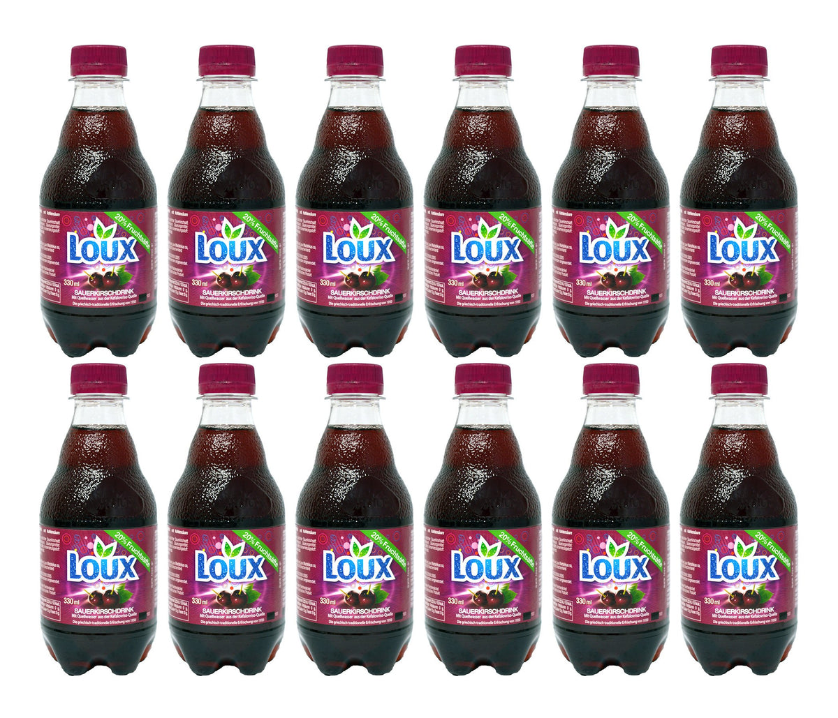 Loux | Greek Soft Drink | Sour Cherry | Pack of 12 | 330ml