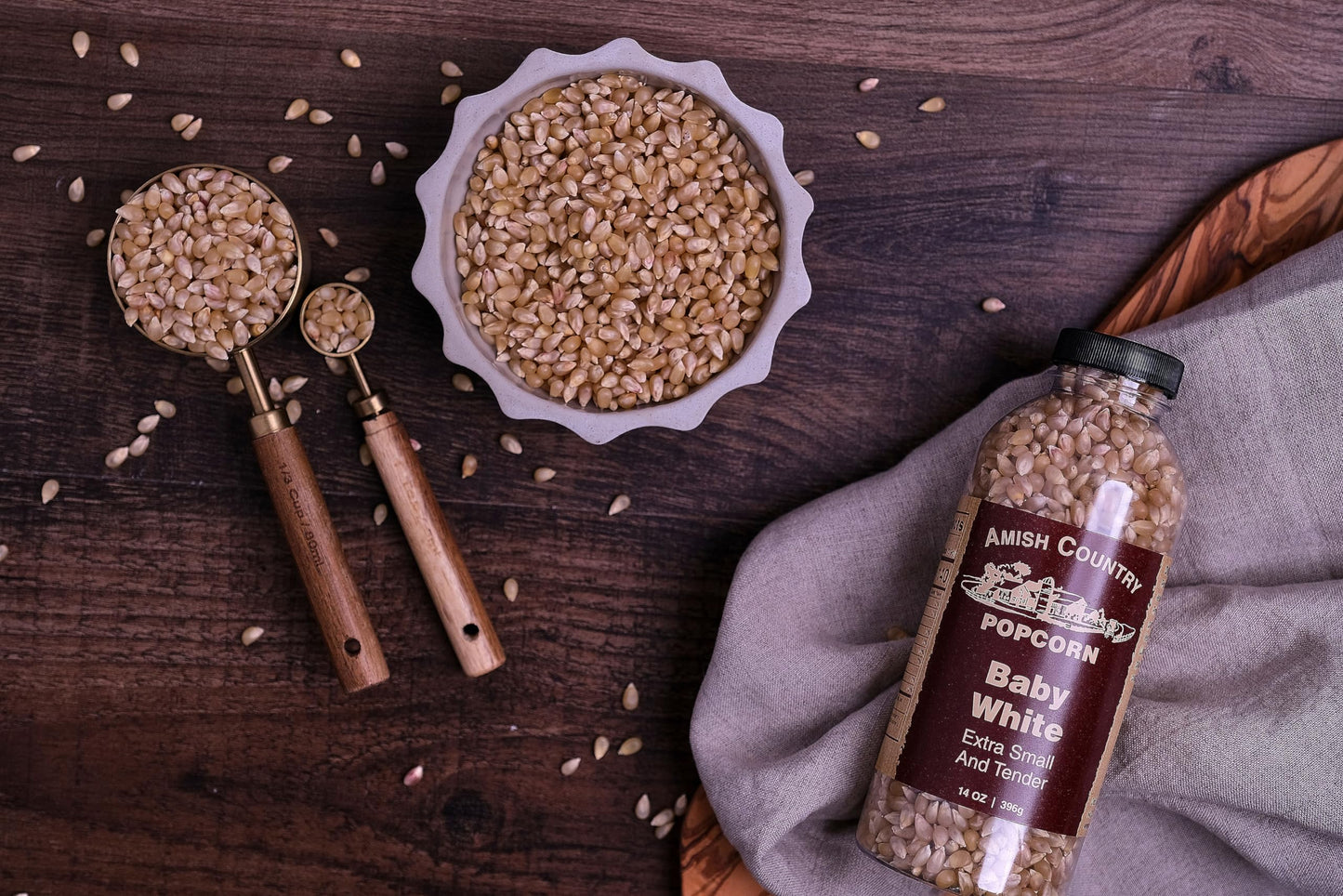 Amish Country Popcorn | 14 Oz Bottle | Baby White Popcorn Kernels | Old Fashioned, Non-Gmo And Gluten Free (14 Oz Bottle)
