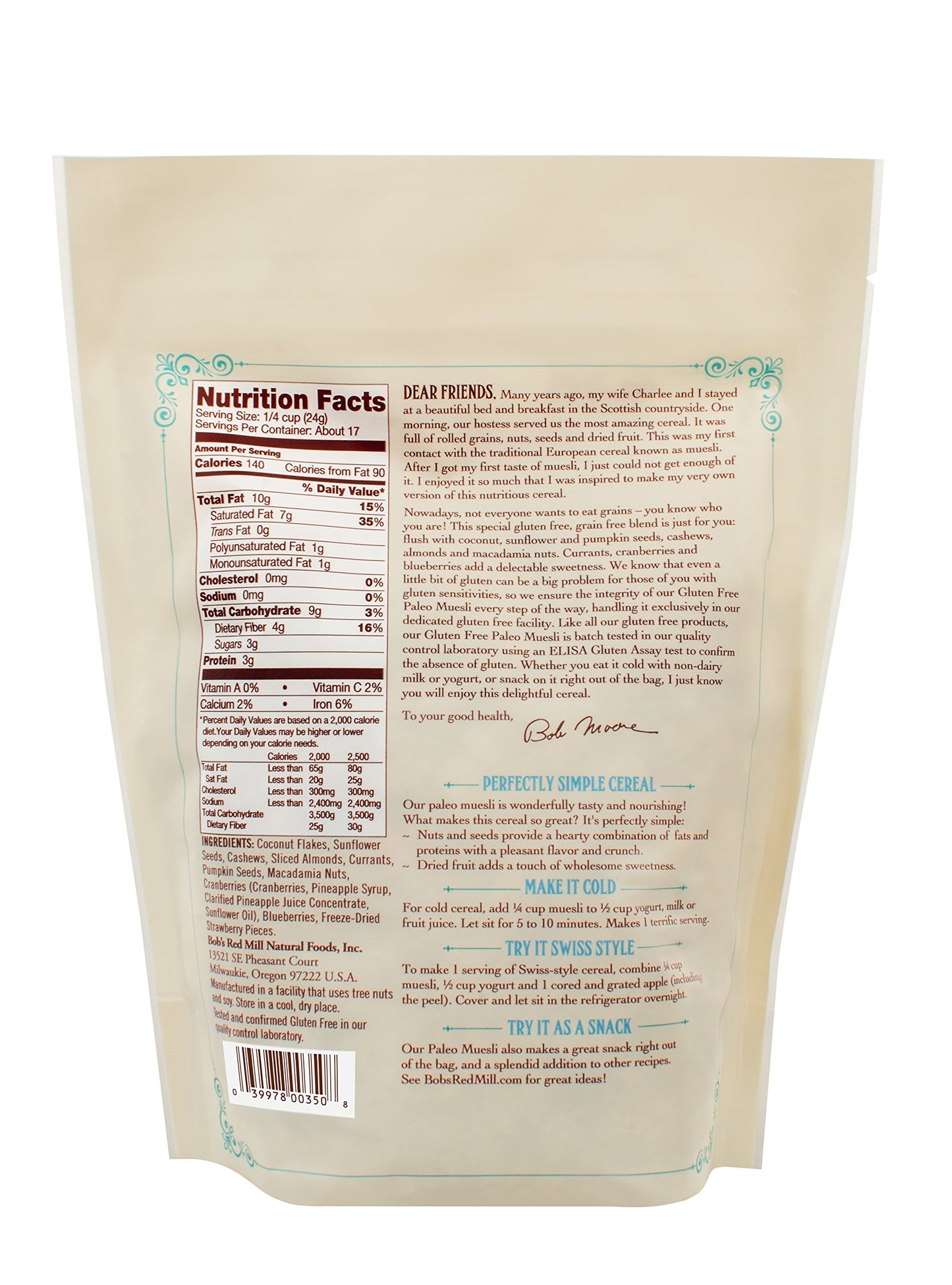 Bobs Red Mill Paleo Muesli, 14oz (Pack of 1) - Non GMO, Gluten Free, Vegan, Paleo Friendly, Kosher