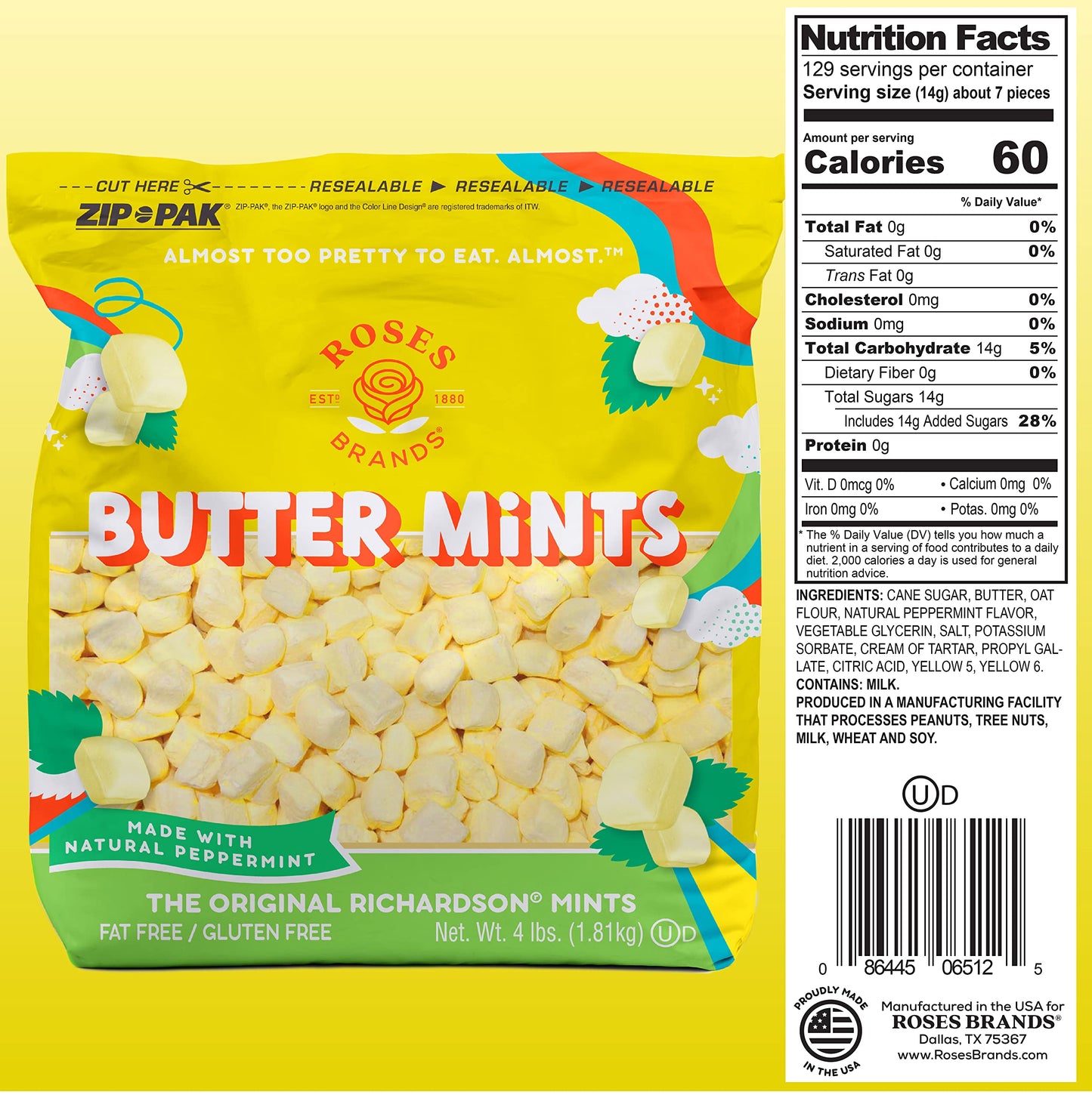 Roses Brands - Butter Mints - Peppermint Candy, 4 Lbs