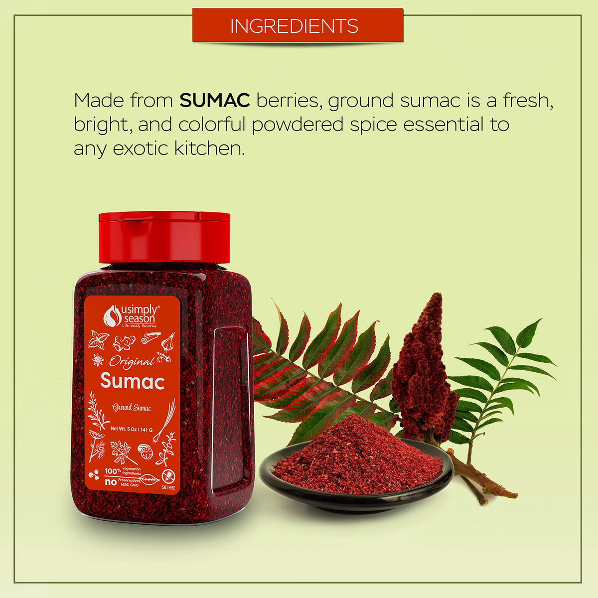 USimplySeason Sumac Spice (Original Powder, 5 Ounce)