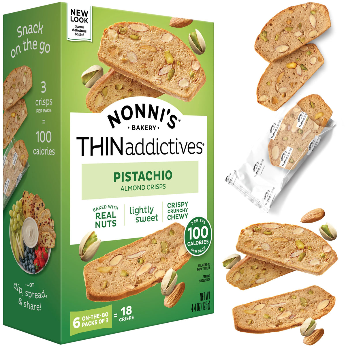 Nonni'S Pistachio Almond Thins ( 18 Cookie - 6 Packs Of 3)