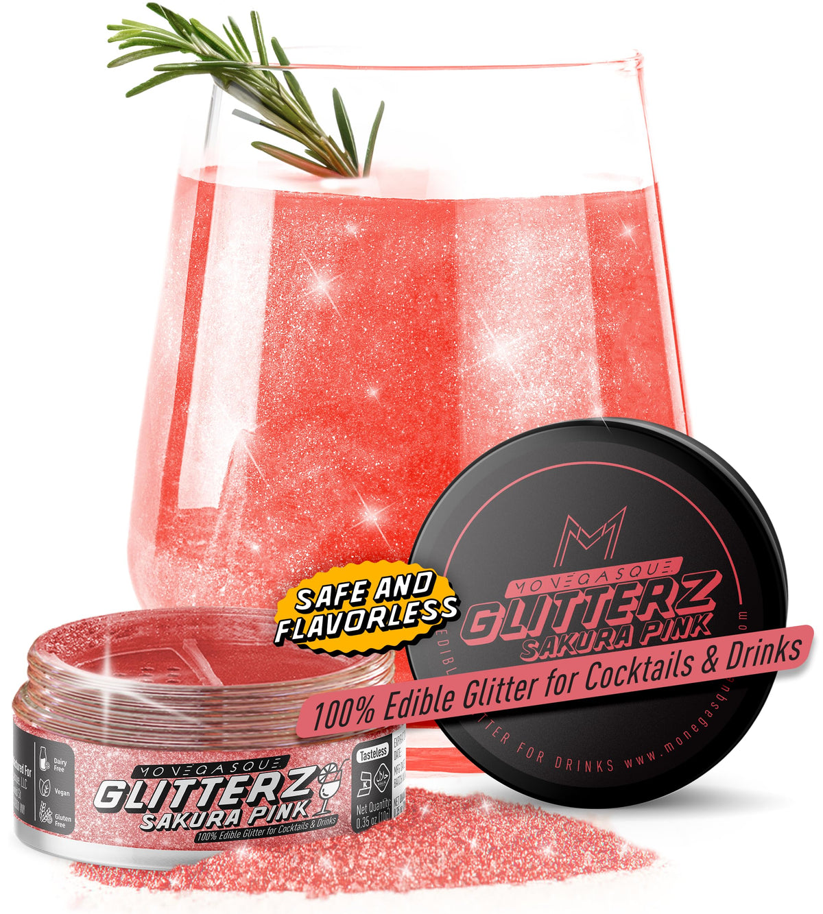 MONÉGASQUE Edible Glitter for Drinks 10g - Sakura Pink Cocktail Glitter