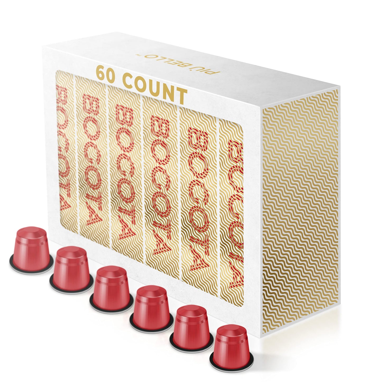 PIU BELLO Espresso Coffee Pods for Nespresso Original Machines – Strong Italian Flavor – 60 Count Pack