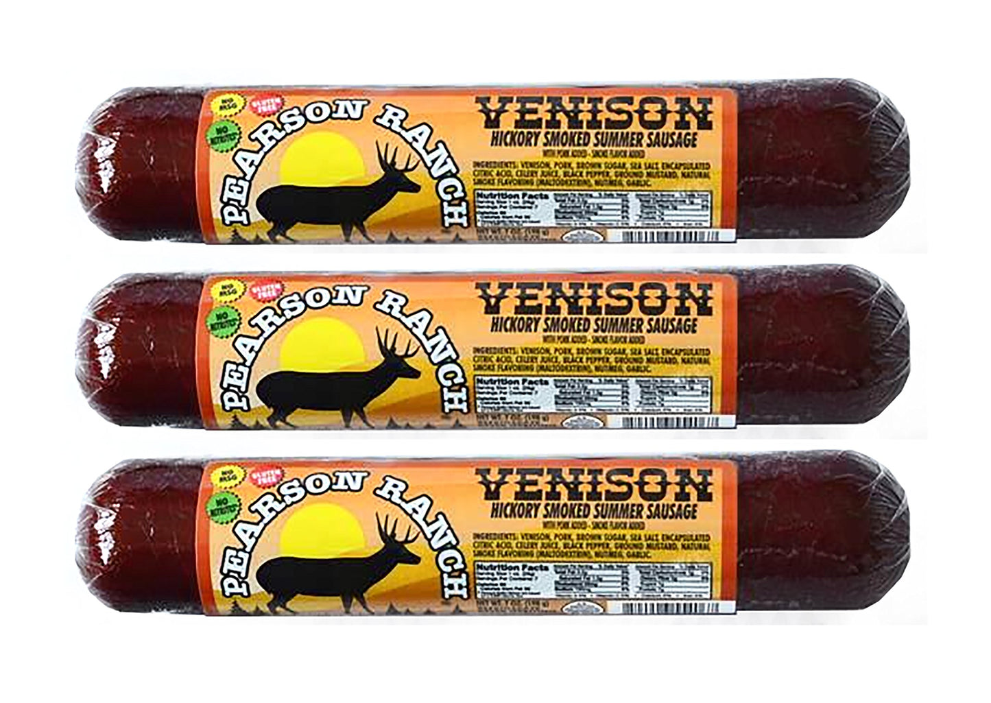 PEARSON RANCH Venison Wild Game Summer Sausage 7 Ounce Stick of Venison Summer Sausage Exotic Meat, Gluten-Free, MSG-Free, Paleo