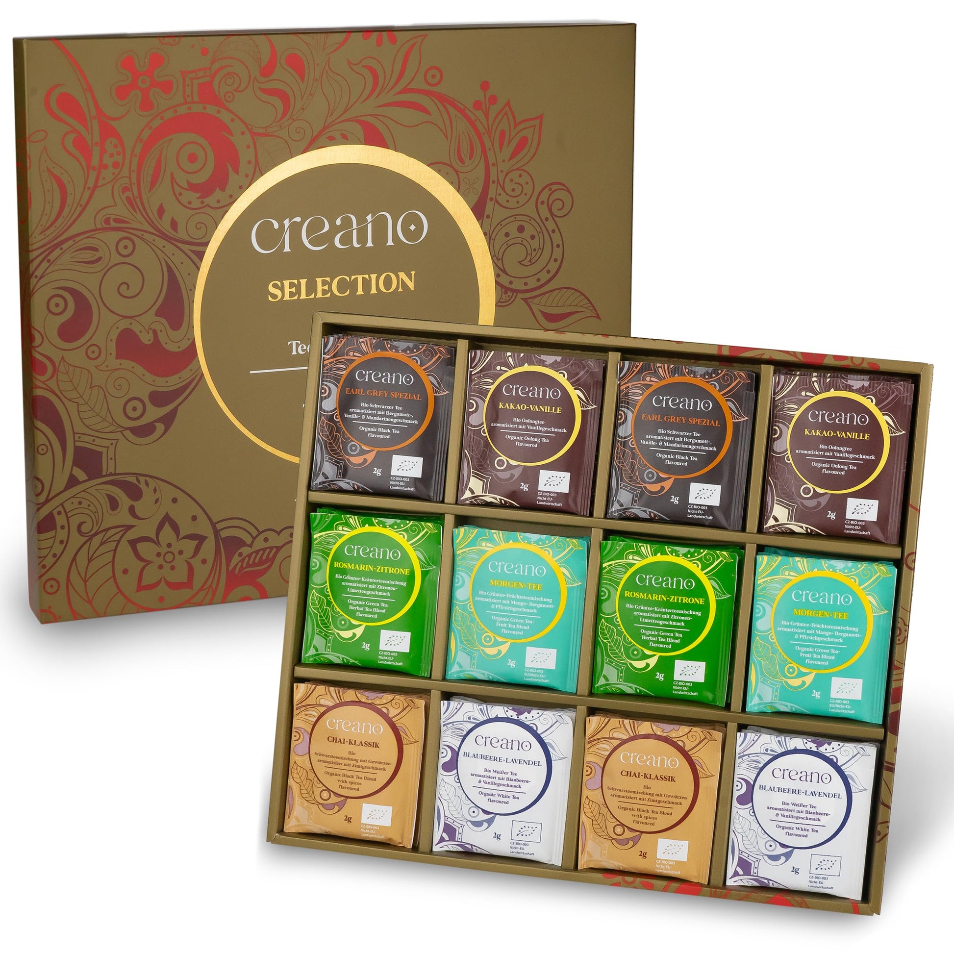 Creano Organic Tea Gift Set - 48 Organic Tea Bags In 6 Dreamy Varieties - 96 G*