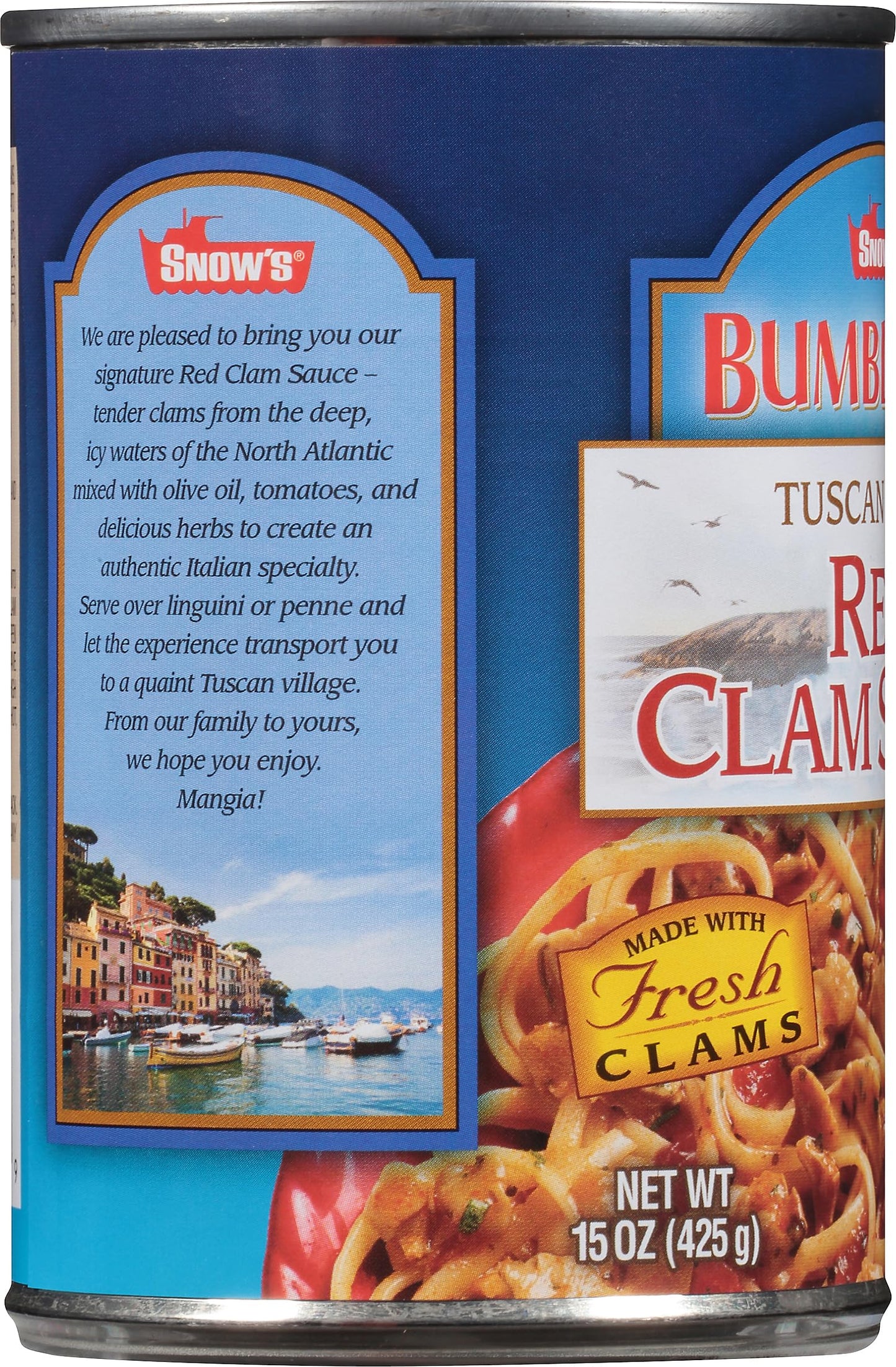Snow s Tuscan Style Red Clam Sauce, 15 oz (Case of 12) - Authentic Italian Clam Sauce - Made with Fresh Clams, Garlic & Spices