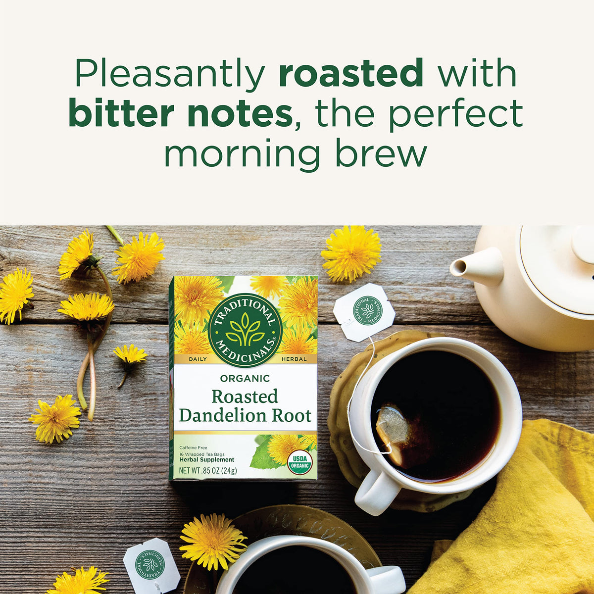 Traditional Medicinals Roasted Dandelion Root Herbal Tea, 16 ct