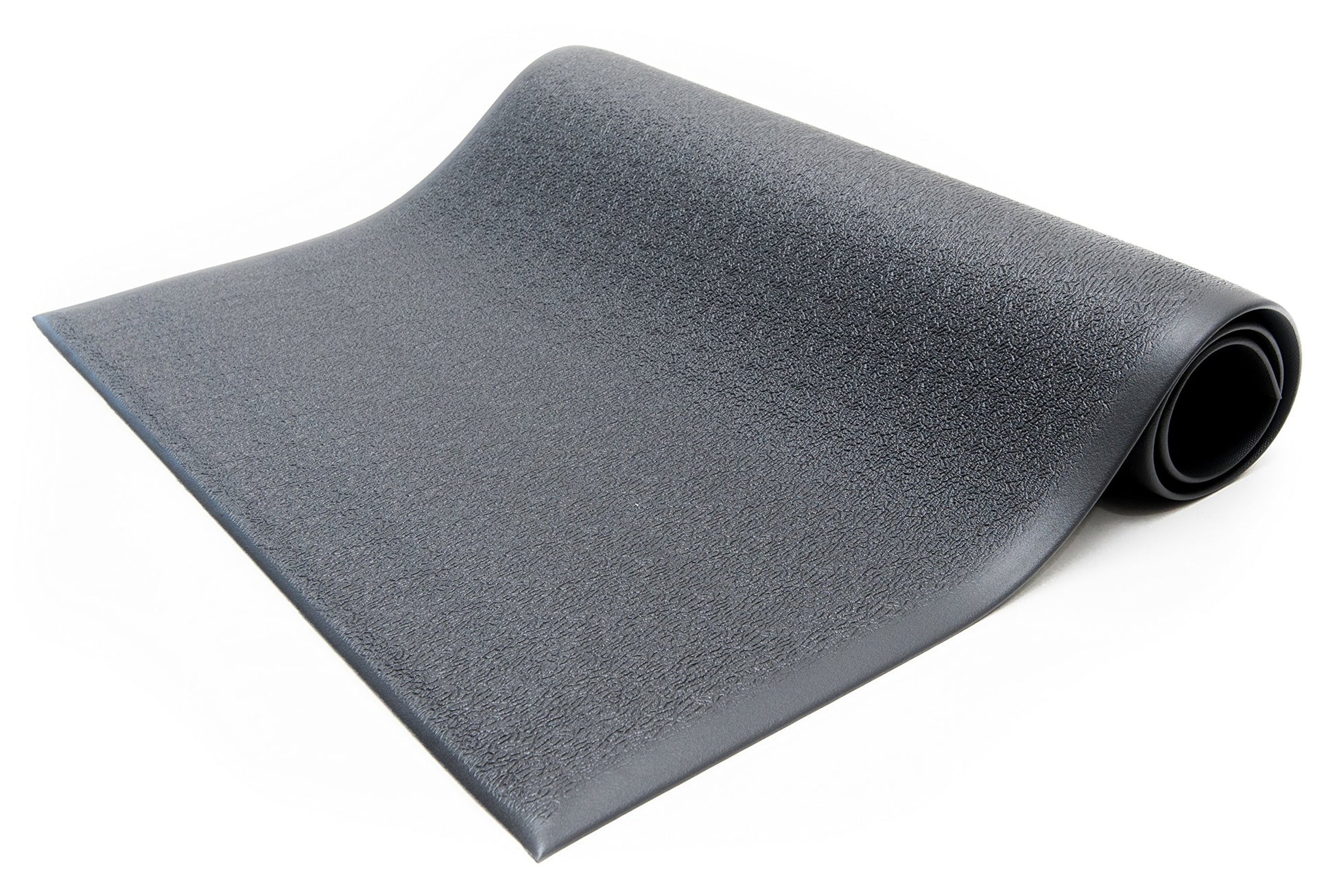 Bertech Anti-Fatigue Floor Mat, 3 Feet X 5 Feet X 3/8 Inch Thick, Textured Pattern Top, Bevelled On All Sides, Black, Made In Us