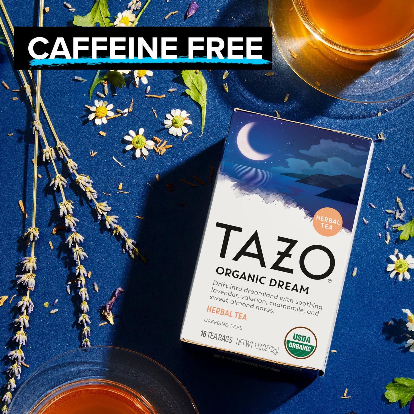 TAZO Organic Herbal Tea Bags, Caffeine-Free Chamomile & Lavender, Dream (16ct)
