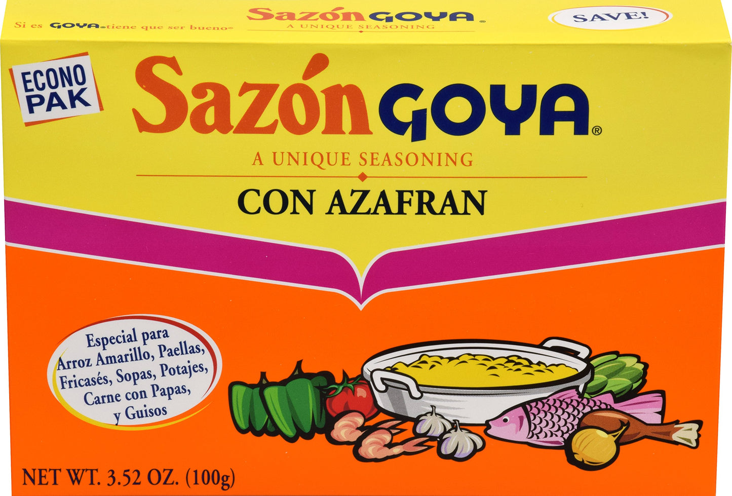 Goya Saz  n Seasoning With Azafran, 3.52 Oz