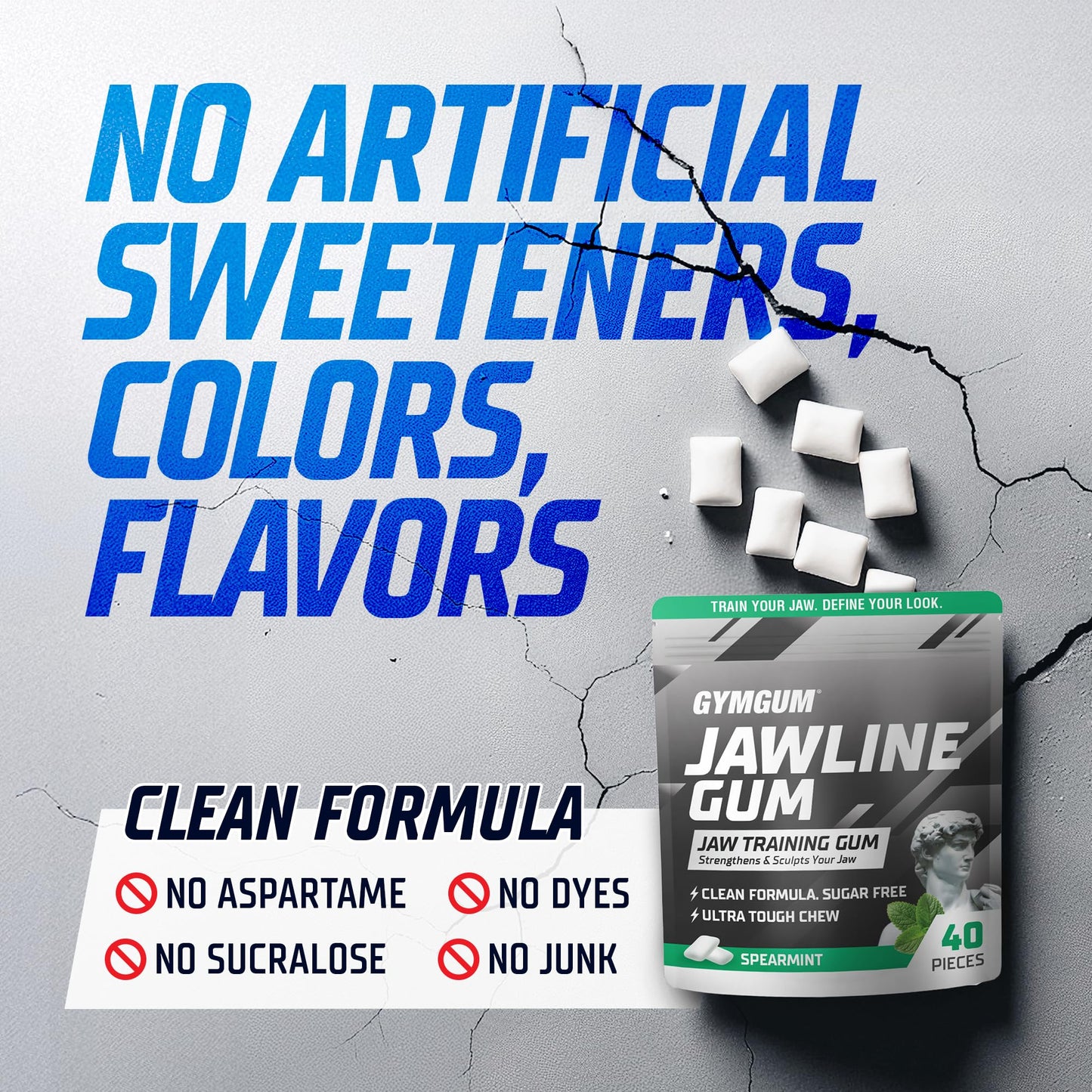 GYMGUM Jawline Gum Ultra Hard Chewing Gum | No Calories, No Sugar, No Artificial Sweeteners | Keto Friendly Mewing Gum for Jawli