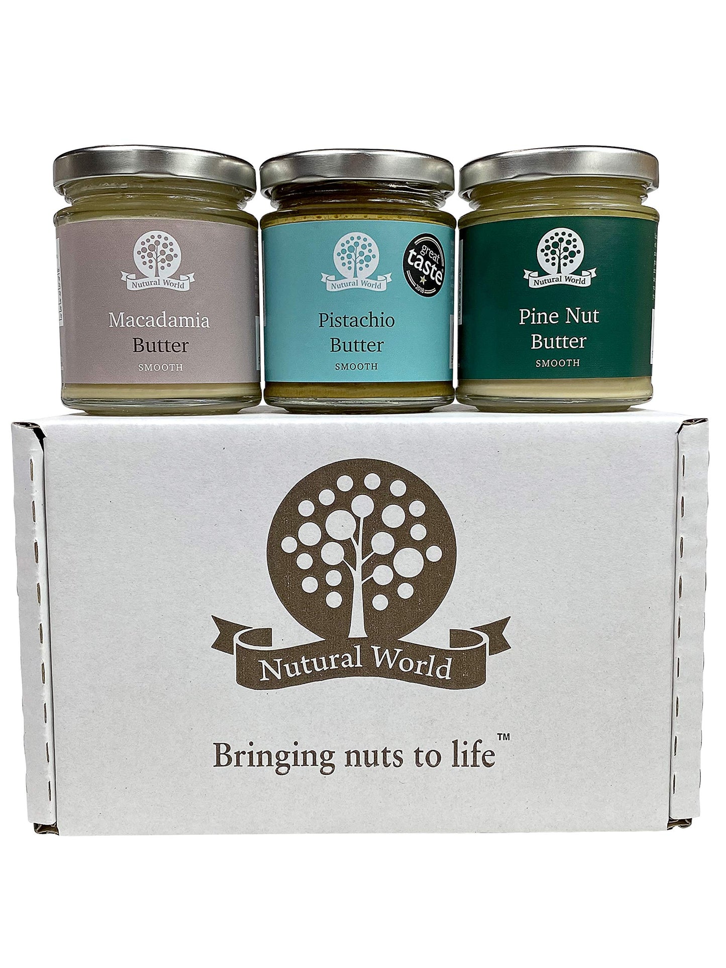 Nutural World Nut Butter Collection Set of 3 - Pistachio, Macadamia, Pine Nuts - 6 Oz (170g) - Pack of 1