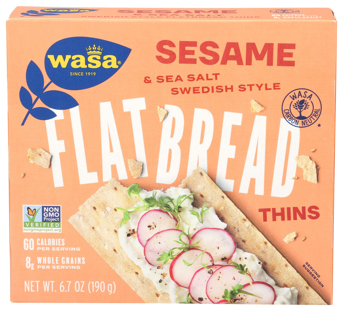 Wasa Flatbread Thins Crackers, Sesame and Sea Salt, 6.7 Ounce (Pack of 1)