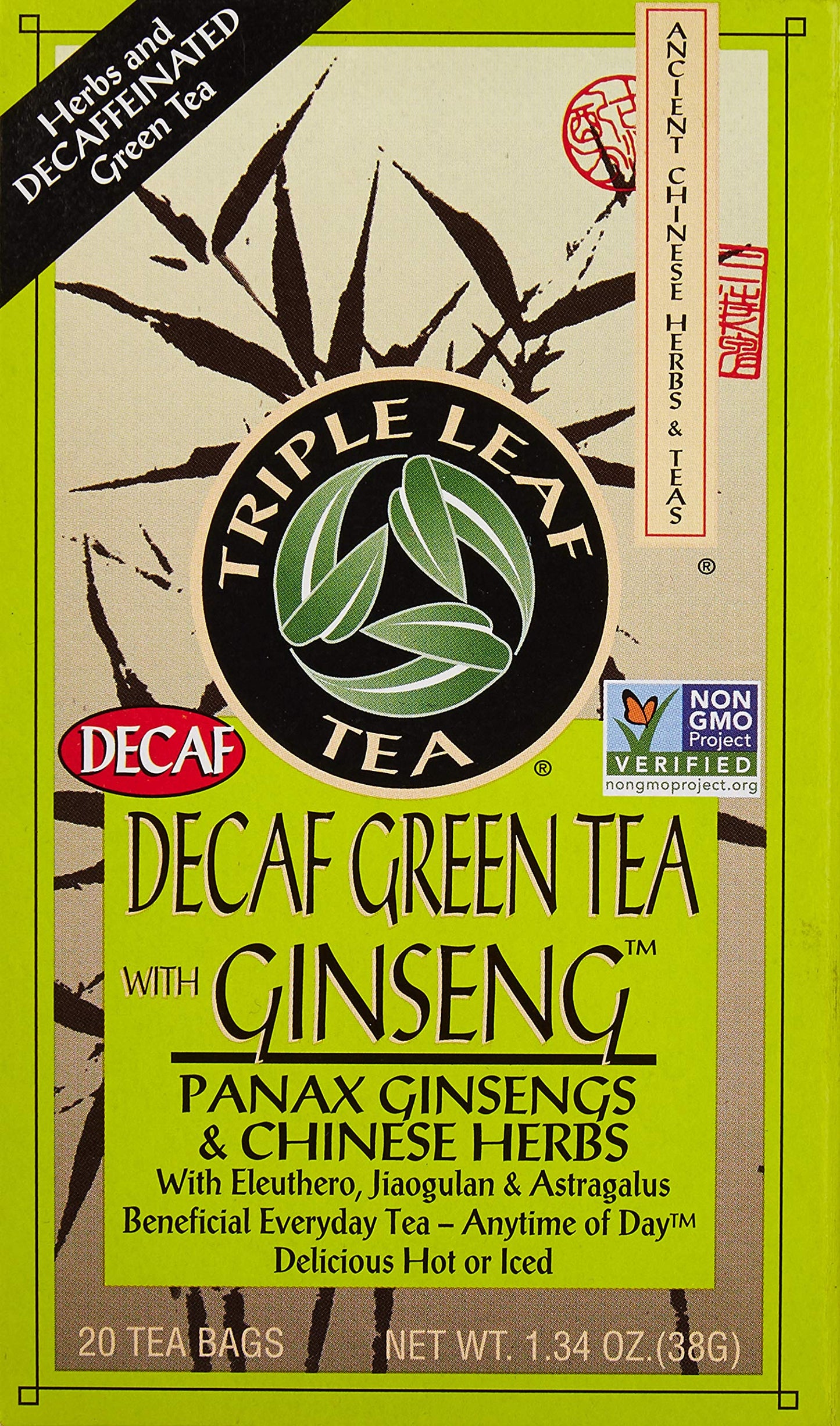 Triple Leaf Tea Green Tea with Ginseng & Chinese Herbs - 20 Count