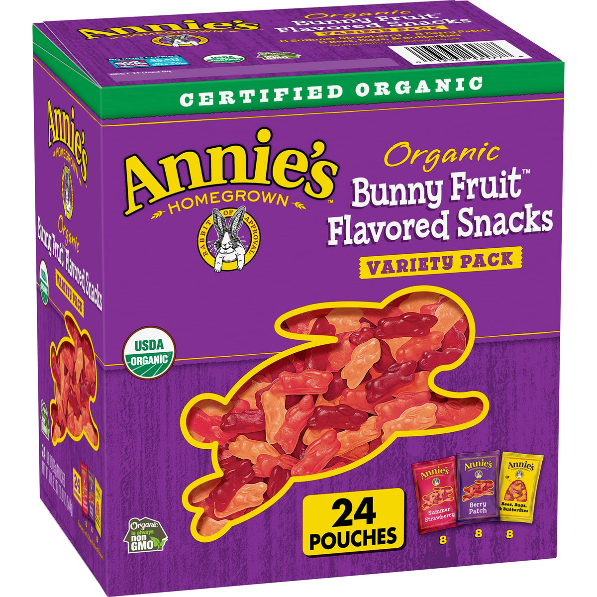 Annies Organic Bunny Fruit Snacks, Gluten Free, Variety Pack, 24 Pouches