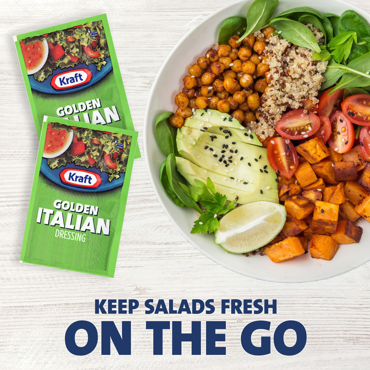 Kraft Golden Italian Salad Dressing, 1.5 oz Single Serve Packets, 60 Count - Perfect for Salads and Dips