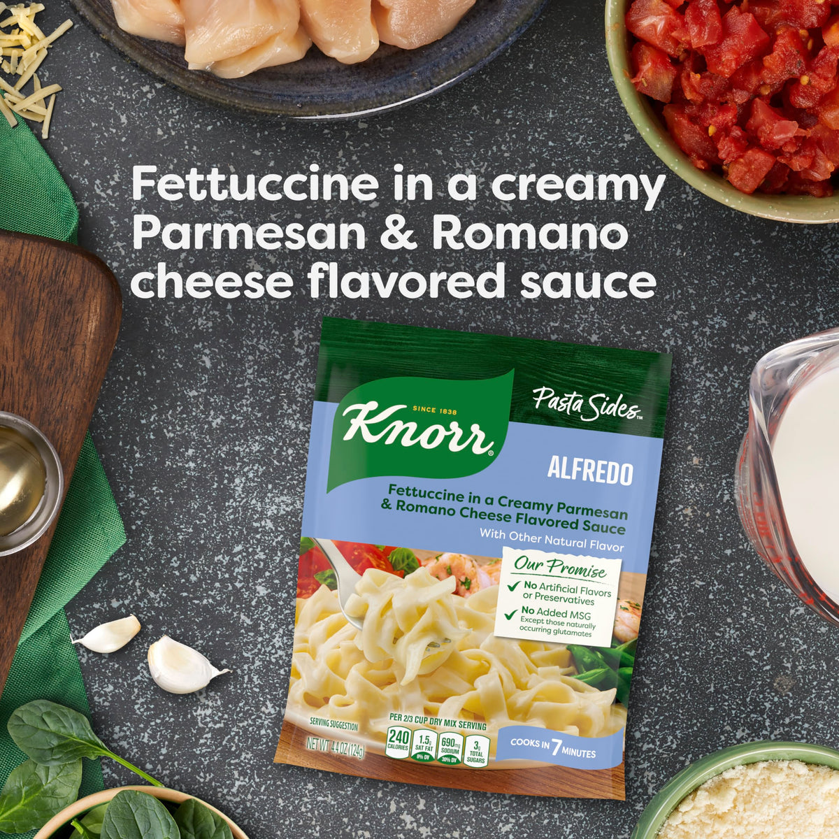 Knorr Pasta Sides Fettuccine Alfredo, 4.4 oz, Pack of 12, No Artificial Flavors, No Preservatives, No Added MSG
