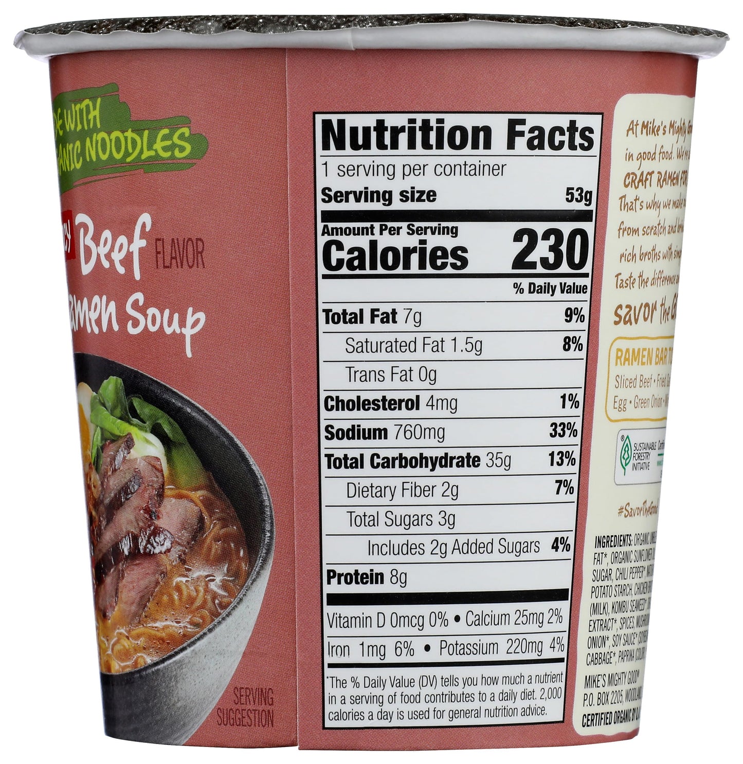 MIKES MIGHTY GOOD Spicy Beef Ramen Cup, 1.8 Ounce