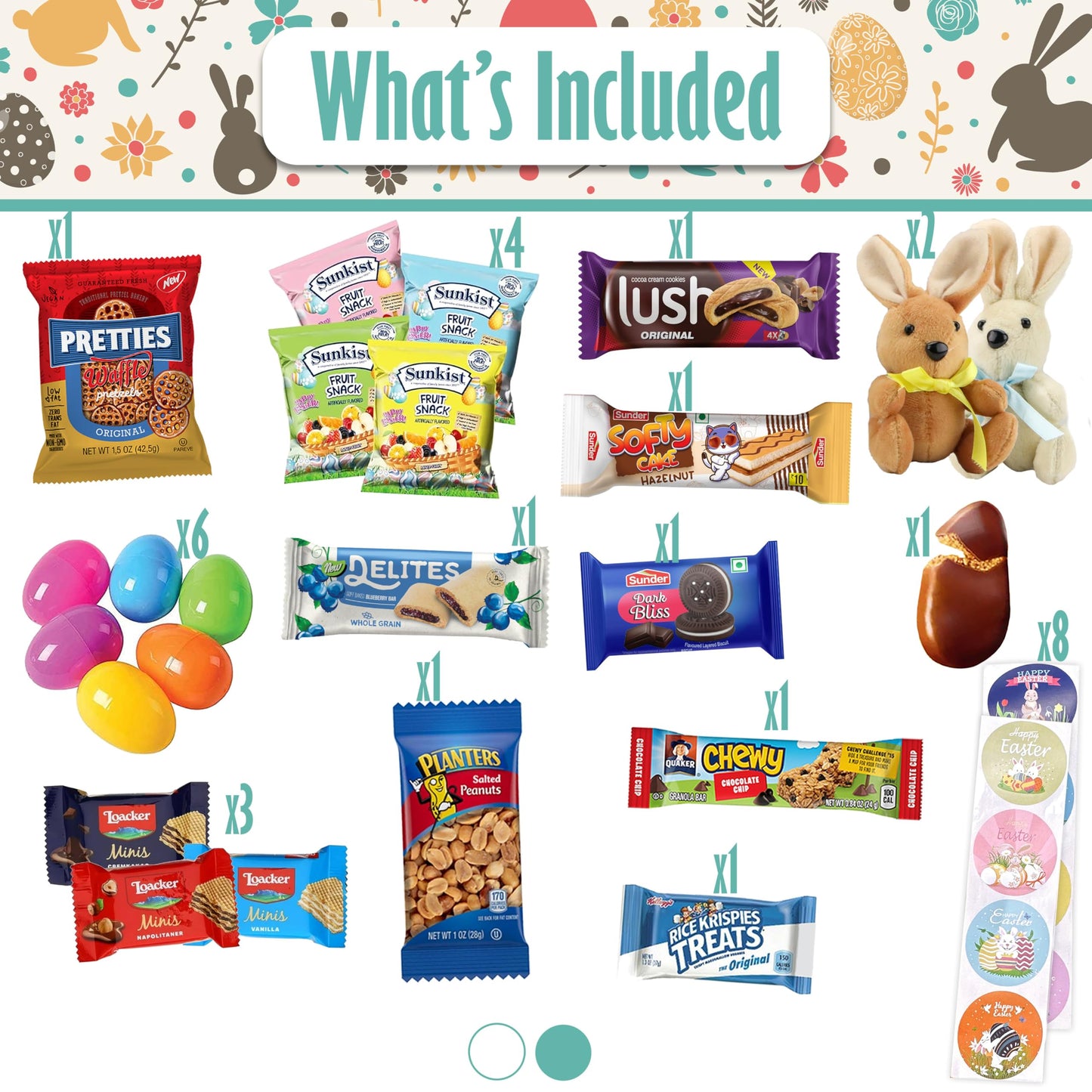 Easter Snack Green Tin (48 Count) Filled With Candy, Peelable Gummies,Bunny And More, Great Package For Family, Friends, Boys An