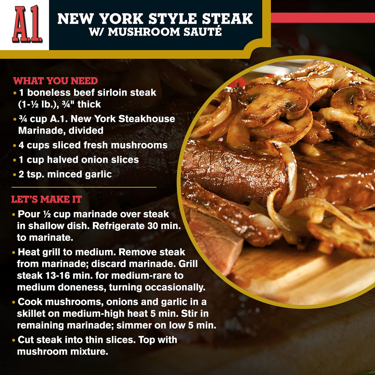 A.1. Steakhouse New York Marinade (16 Oz Bottles, Pack Of 6)