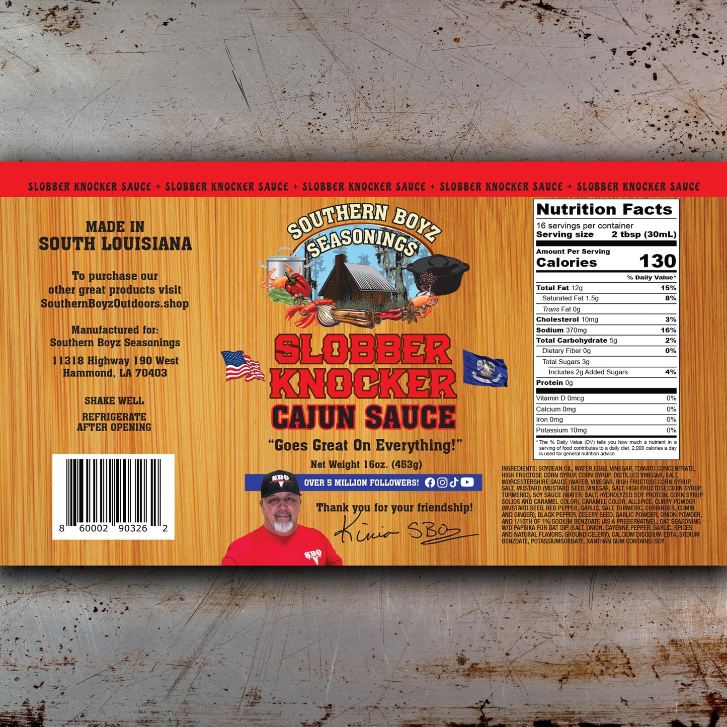 Southern Boyz Slobber Knocker Cajun Sauce - Authentic Louisiana-Style Cajun Condiments & Dipping Sauce, 16 oz