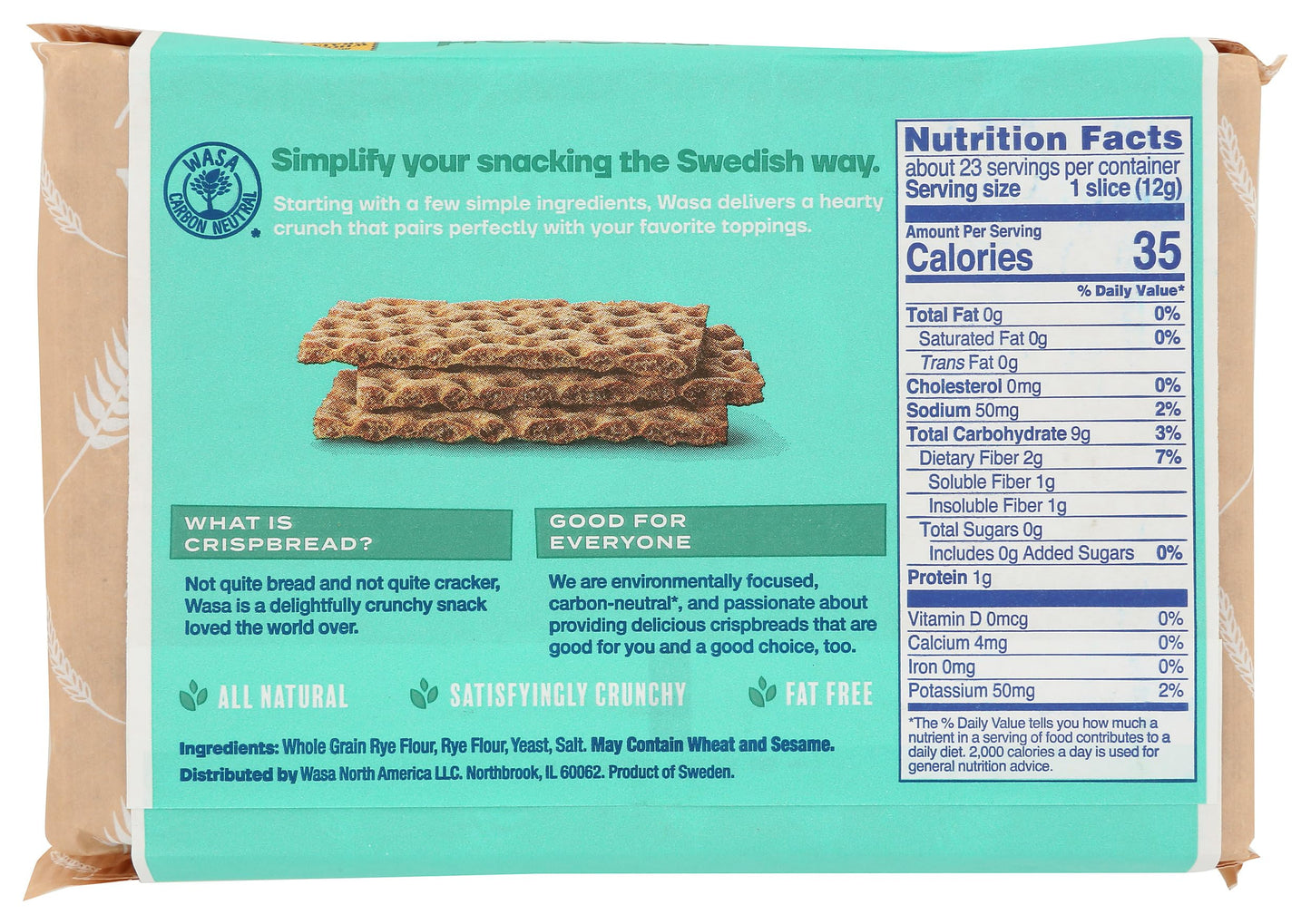 WASA Sourdough Rye Crispbread, 9.7 OZ