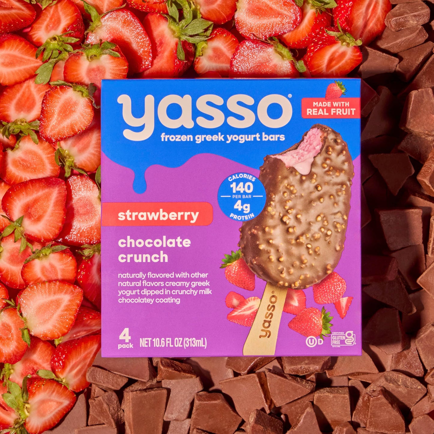 Yasso Frozen Greek Yogurt Bars Strawberry Chocolate Crunch Bars 4 Count for a ridiculously creamy frozen snack made with the goo