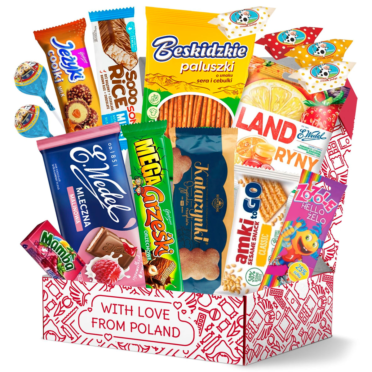 Treats from Home Authentic Polish Candy Snack Box - 15 Traditional Treats, Includes Wafers, Cookies & Sesame Snacks