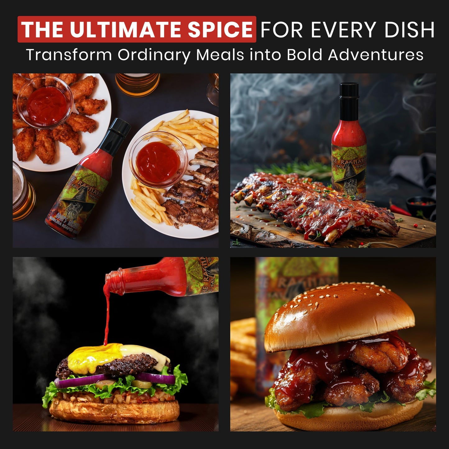 Odins Wrath Carolina Reaper Hot Sauce Gift Set For Chili Heads | The Ragnarok Hot Sauce Co. 2 Bottle Extreme Heat Combo | Includes 5 Million Scoville Pepper Extract Sauce