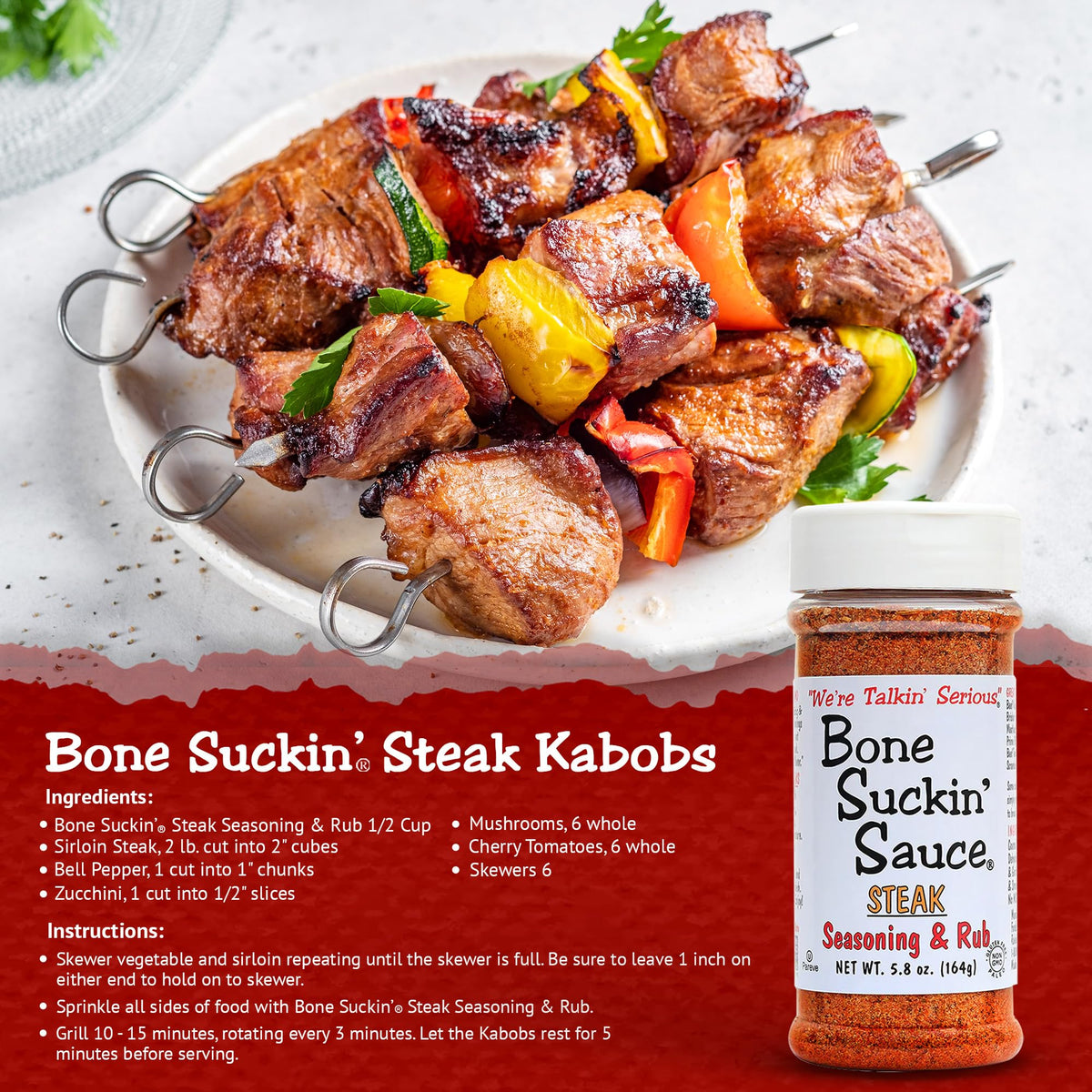 Bone Suckin Sauce Seasoning and Rub, Original, Steak, Seafood, Chicken, 5.8 Ounce (Pack of 4), Gluten-Free, Non-GMO, Fat-Free,