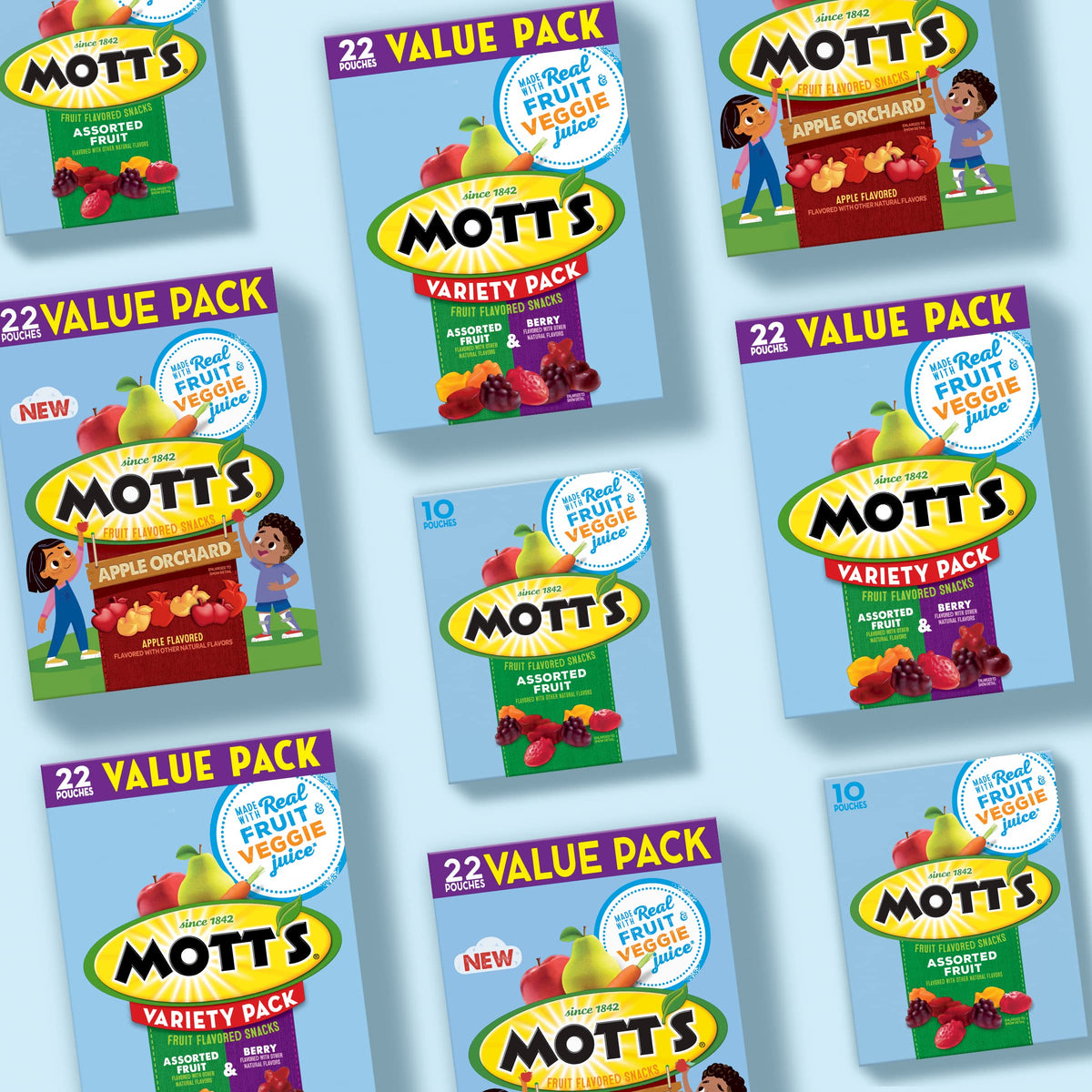 Motts Fruit Flavored Snacks, Apple Orchard, Gluten Free, 40 ct (Pack of 5)