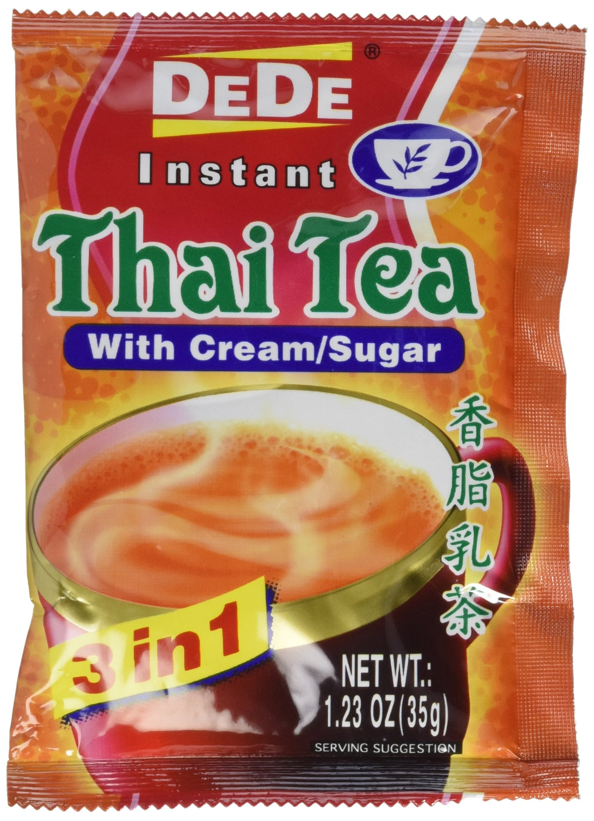 Unknown Dede Instant Thai Tea Drink With And Sugar 12 Pockets, Cream, 14.76 Ounce