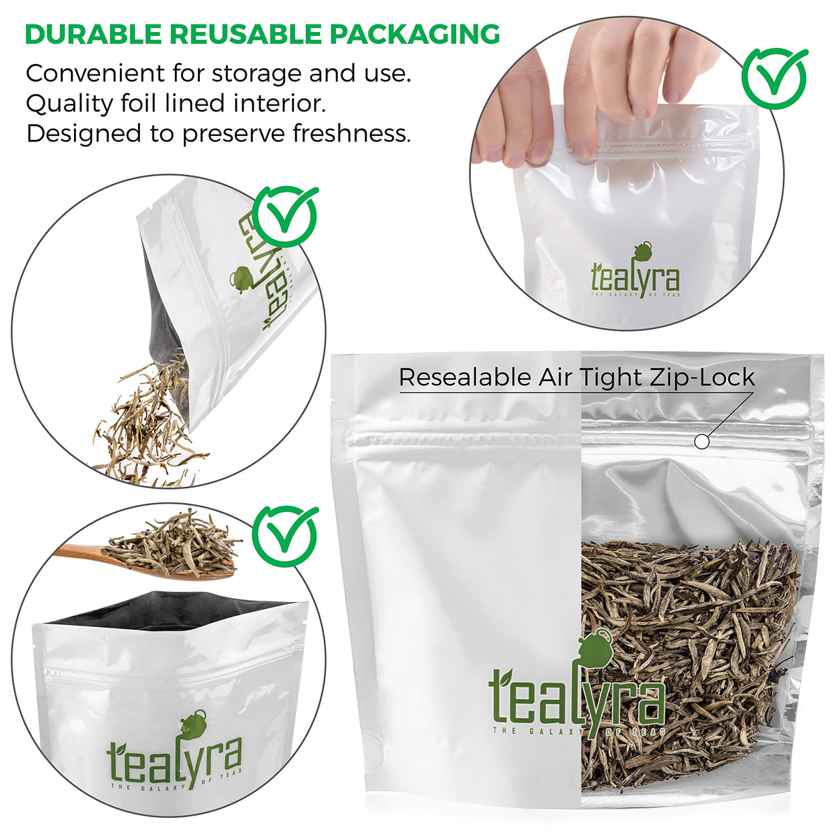 Tealyra Premium White Silver Needle Tea, Loose Leaf, Low Caffeine, 220g (8 oz)
