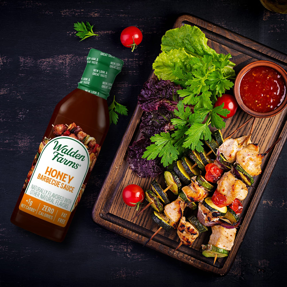 Walden Farms Honey BBQ Sauce 12 oz. Bottle - Sweet and Tangy, Vegan, Kosher and Keto Friendly, 0g Net Carbs - Gourmet Barbecue M