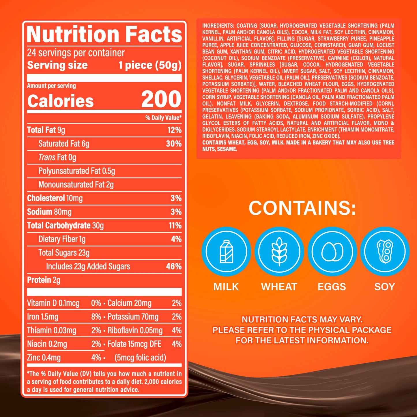 Marinela Gansito Strawberry Filled Snack Cake, 24 individual packs, (1 ct each), Chocolate Flavored Covered Snack Cakes, 42.24 o
