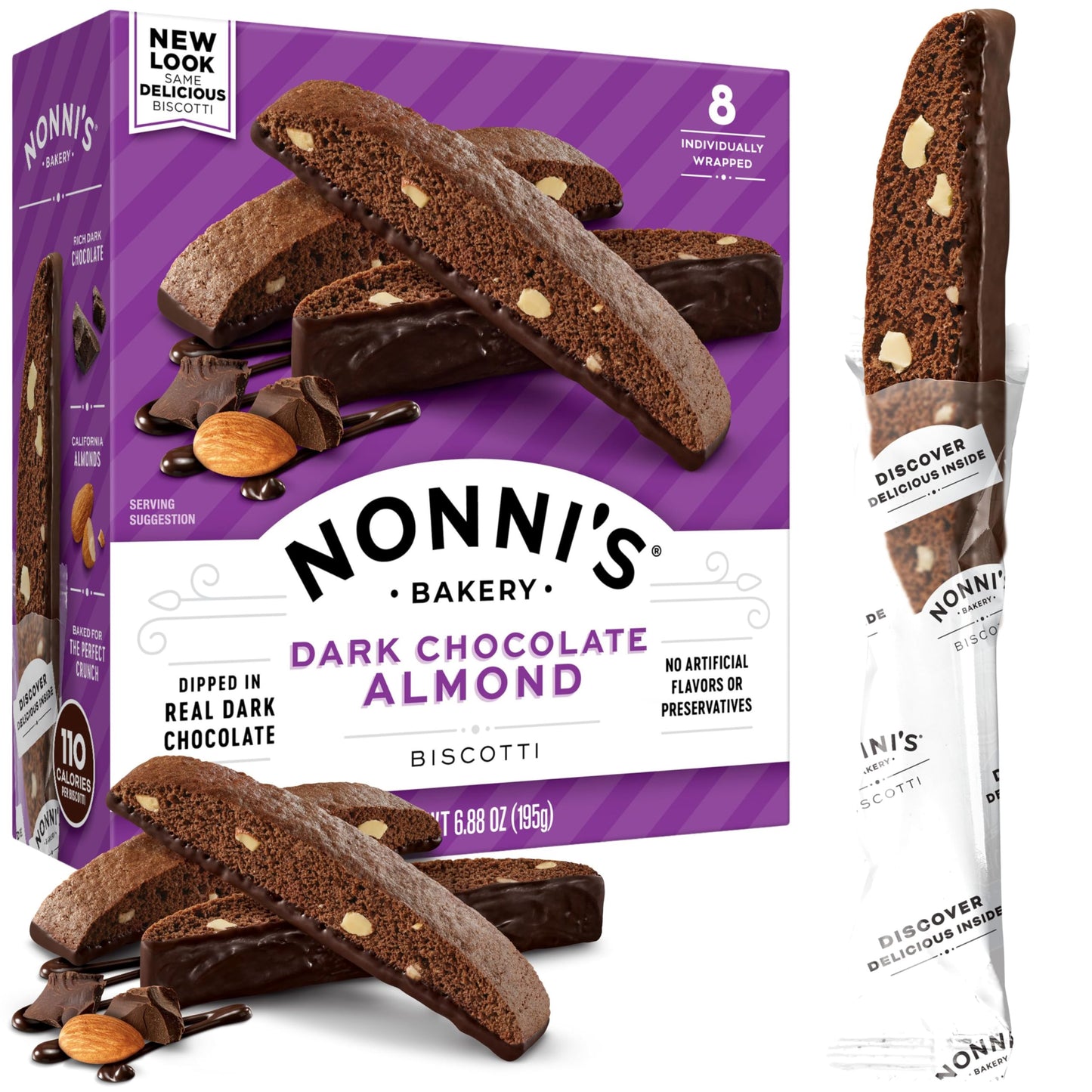 Nonnis, Dark Chocolate Almond Biscotti, 6.88 Ounce