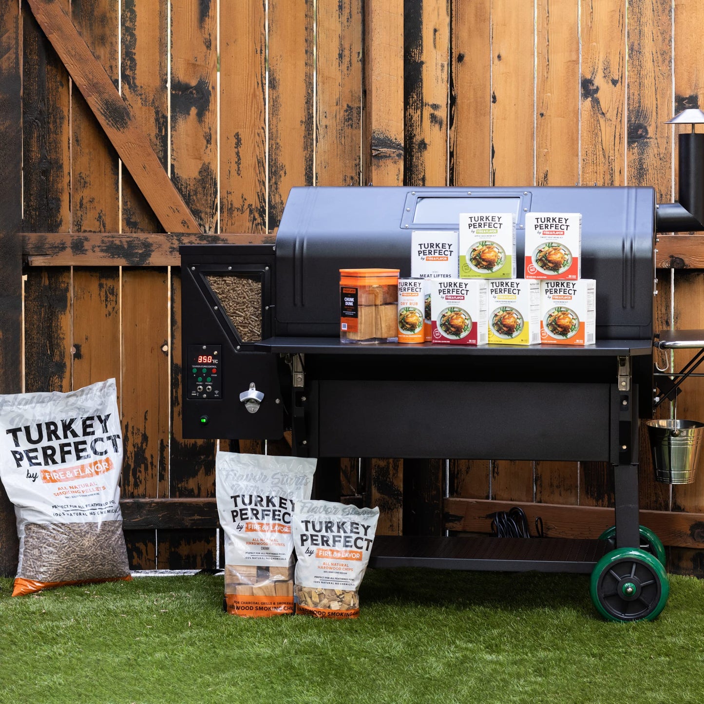 Fire & Flavor Cajun Turkey Brine Kit - Includes Bag and Poultry Seasoning for Roasting  Grilling  smoky aroma  and Frying Birds Up to 25 lbs